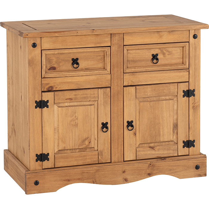 Corona 2 Door 2 Drawer Sideboard Distressed Waxed Pine - Click Image to Close